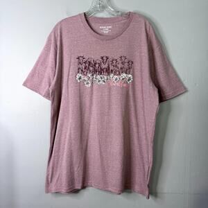 Rural King Seven Cows and Flowers Graphic Tee Heathered Burgundy Women's Size XL